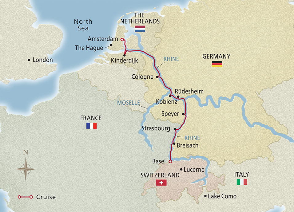Map of the Rhine Getaway itinerary