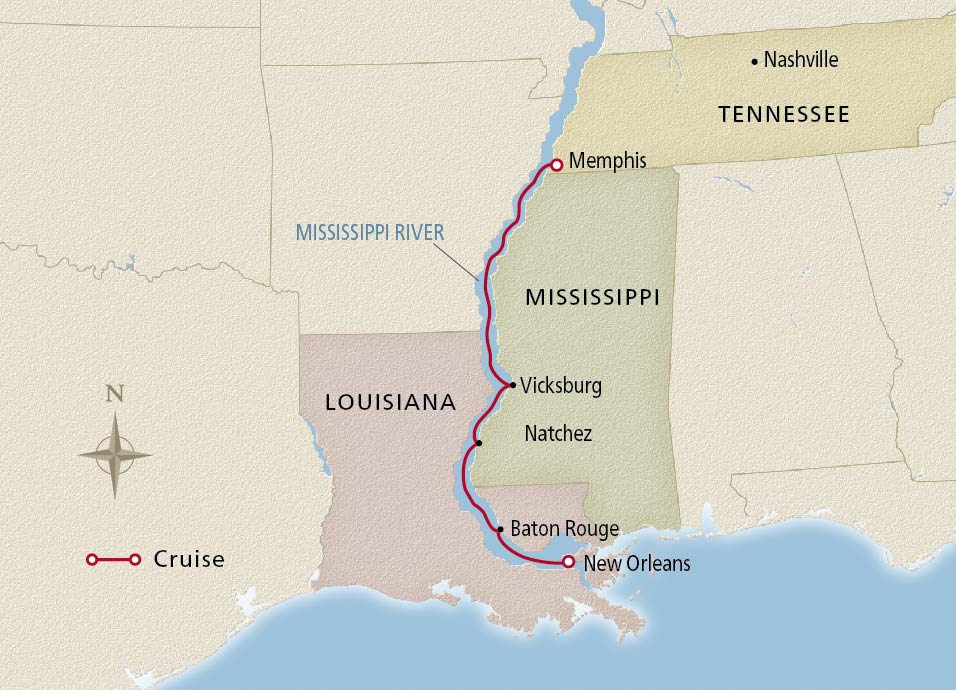 Map of the Mississippi Holiday Season itinerary