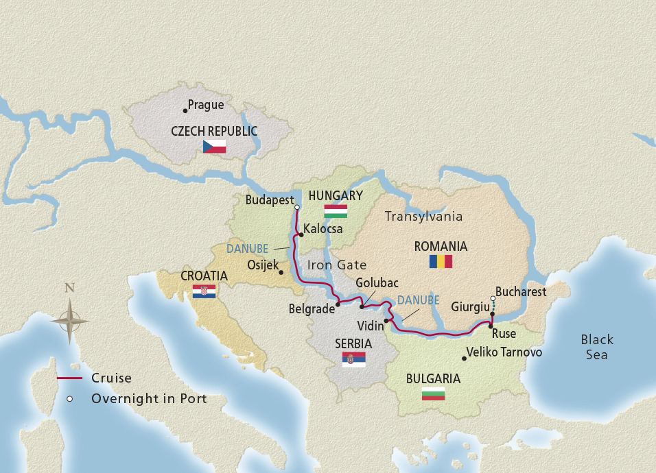 Map of the Passage to Eastern Europe itinerary
