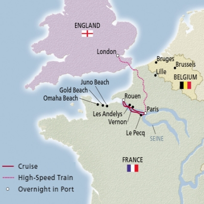 Paris & D-Day 80th Anniversary map