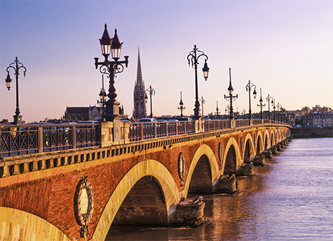 Pont de Pierre at sunset Bordeaux, France