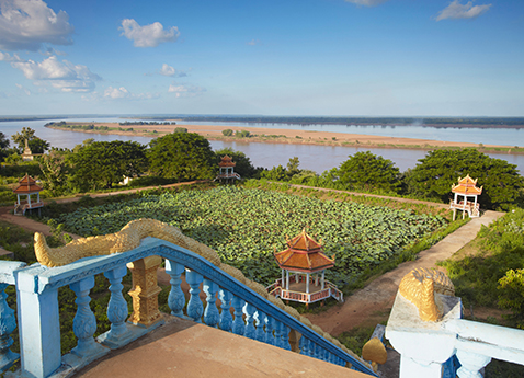 outdoor stairway in Kampong Cham, Cambodia